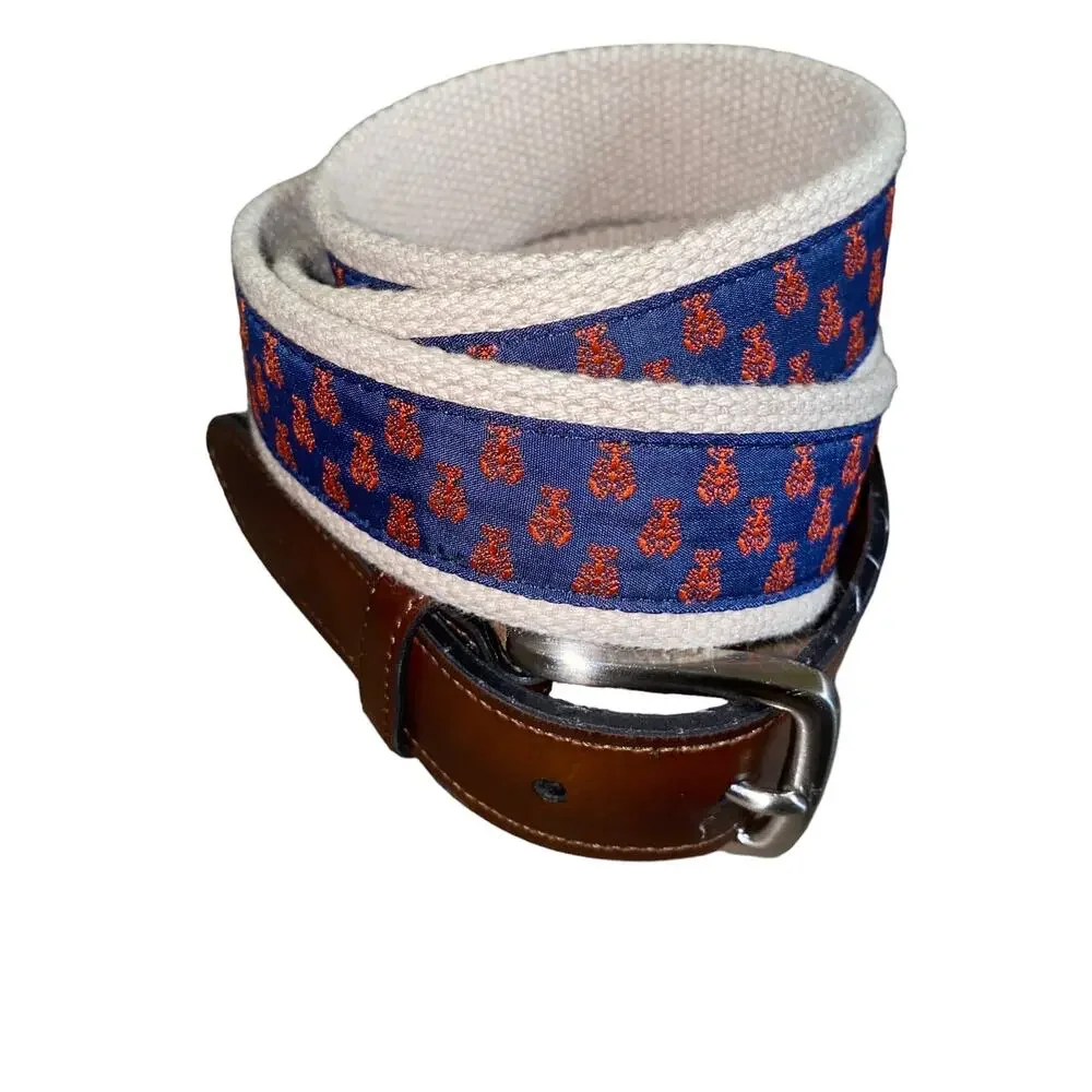 KKG Woven Ribbon Overlay Lobster Print Synthetic Leather red/blue size 44/110